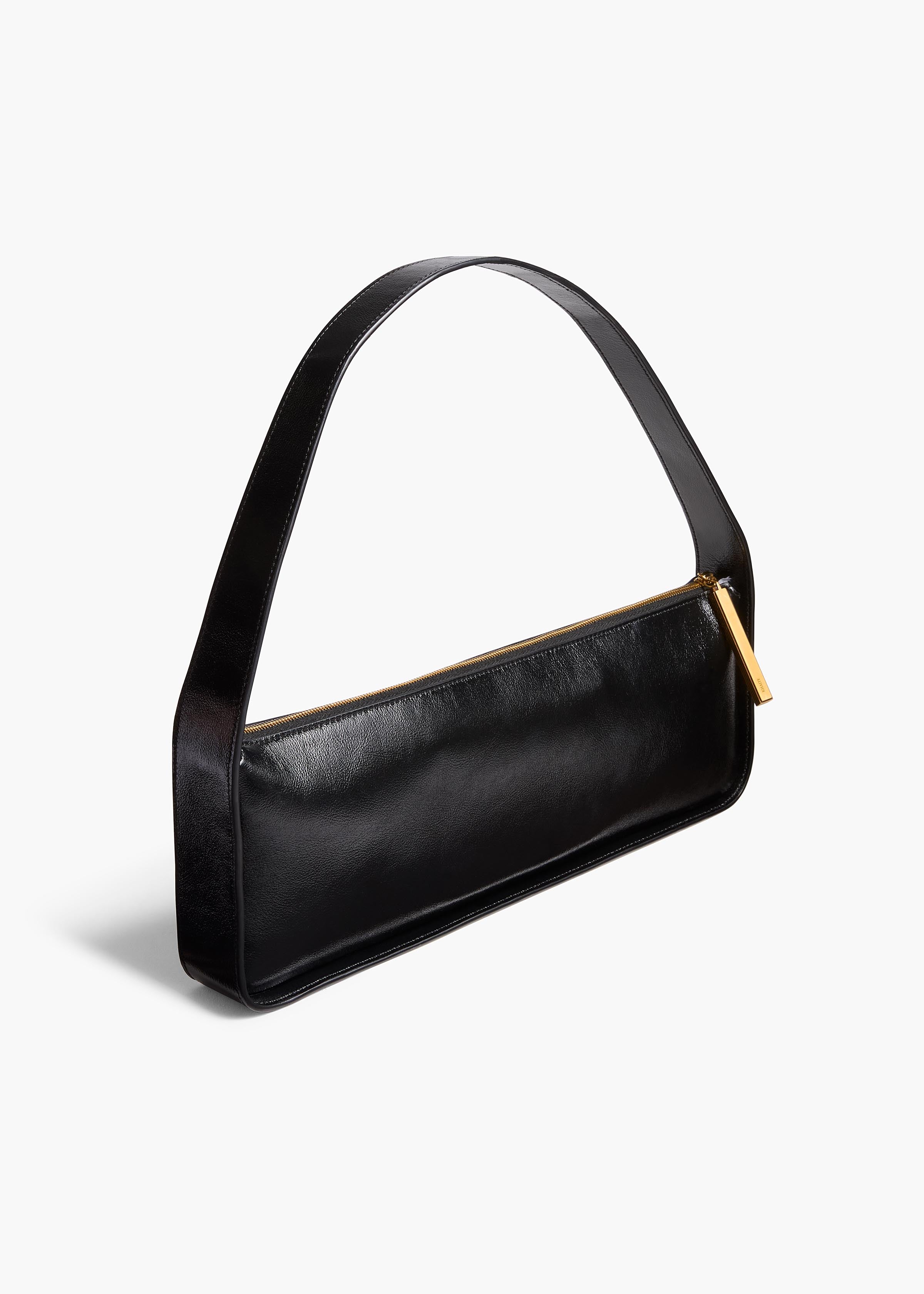  Lori Baguette Bag in Black Crackle Patent Leather BACK VIEW